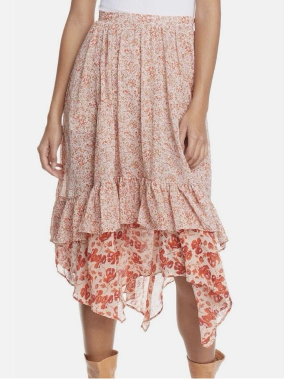 Free People Zuma Floral Tiered Skirt